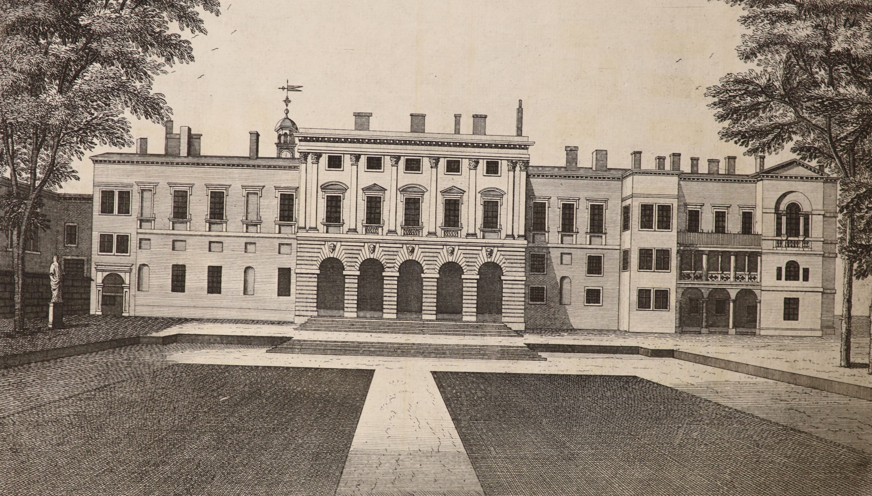 A group of mostly 18th century engravings, Topographical and architectural studies, largest approx. 27 x 40cm, unframed
